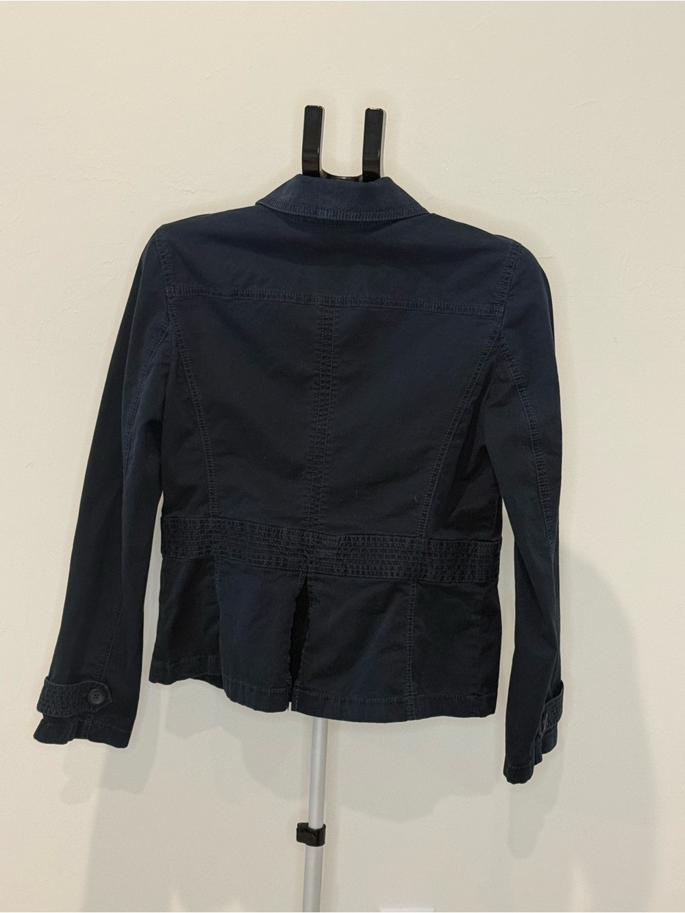 LOFT Navy Utility Safari Jacket Size 14 Cotton Stretch 4 Pocket - Picture 7 of 10